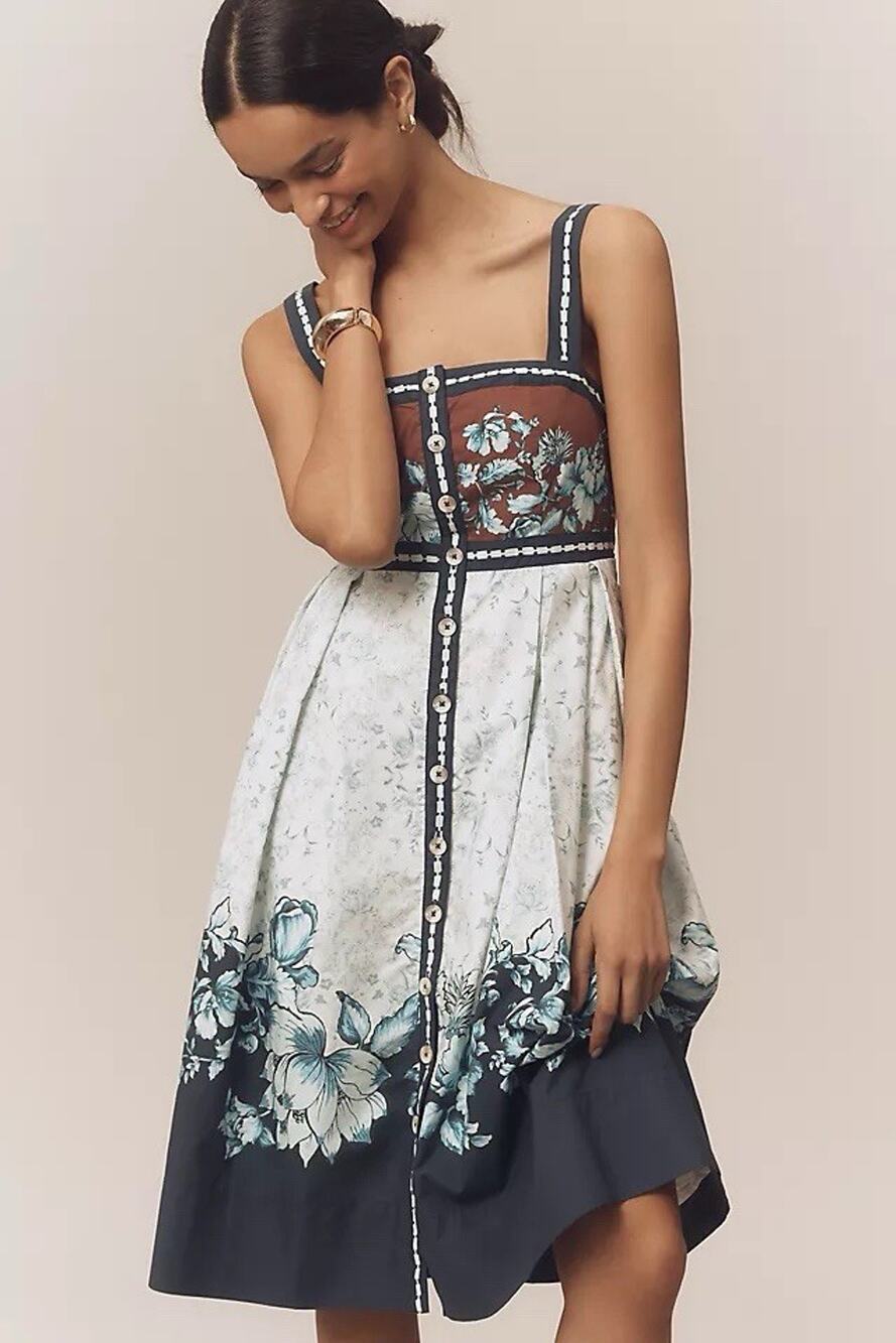 Anthropologie Maeve Sleeveless Square Neck Dress Size Large
